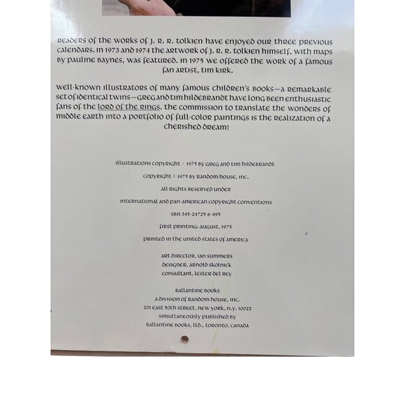 1976 J.R.R. Tolkien Calendar With‎ Illustrations By The Brothers Hildebrandt - Picture 5 of 9